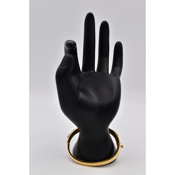 Givenchy Red Square Crystal Bangle Bracelet Gold Tone Shiny Signed 1980s BinO - Picture 8 of 12